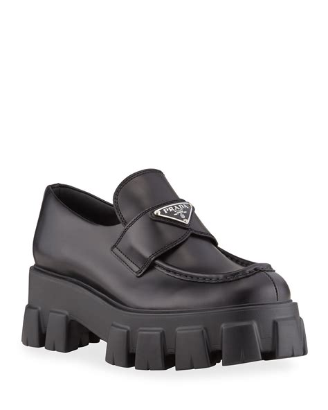 prada logo penny loafers|prada loafers platform.